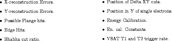 \begin{figure}
\begin{center}
\parbox {7.8cm}{
\begin{itemize}
\item X-reconstru...
...tants.
\item VSAT T1 and T2 trigger rate.
\end{itemize}}\end{center}\end{figure}