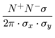 $\displaystyle {\frac{N^+ N^- \sigma}{2 \pi \cdot \sigma_x \cdot \sigma_y}}$